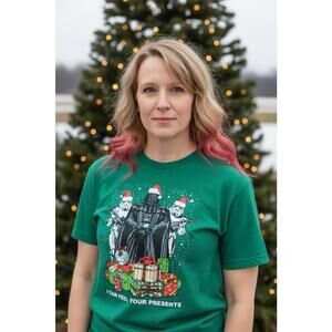 Star Wars Christmas Graphic Tee Shirt Darth Vader GREEN Adult 2X
